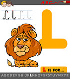 letter l with cartoon lion animal