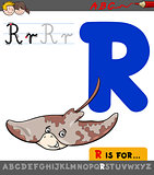 letter r with cartoon ray animal character