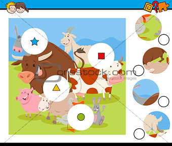 match pieces activity with farm animals