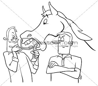 looking a gift horse in the mouth cartoon