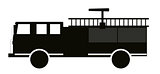 Black and White Fire Truck Flat Design. Vector Illustration.