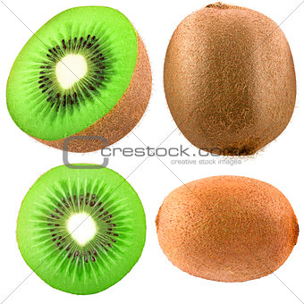 Collection of kiwi isolated on white background