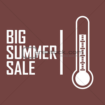 A picture of a white thermometer on a dark red background with the inscription "The Big Summer Sale"