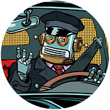 driver robot drone pop art avatar character icon
