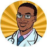 black male doctor African American pop art avatar character icon