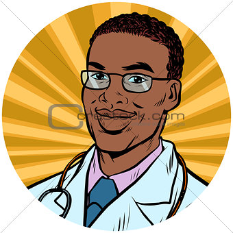 black male doctor African American pop art avatar character icon