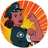 we can do it black police woman African American pop art avatar