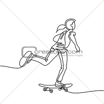 Girl riding a skateboard