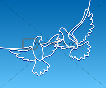Flying two pigeons logo