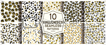 Set of 10 halloween seamless patterns.