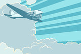 Air transport is flying in the sky plane, retro style