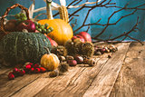 Autumn background with fruit