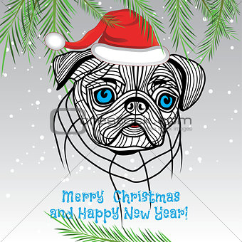 dog pet puppy animal concept of Chinese New Year of the Dog vector and Christmas.