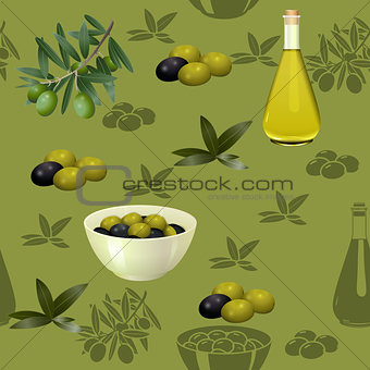 seamless pattern with olives and branches