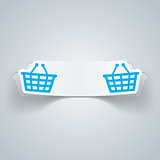 Cart, buy, shop icon. Origami cut paper