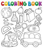 Coloring book school related objects 1