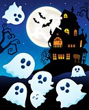 Ghosts near haunted house theme 6