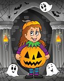 Girl in Halloween costume theme image 1