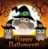 Happy Halloween sign with owls 2