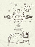 UFO abducts a sleeping man
