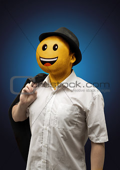 Happy Surreal Businessman with a Smiling Face Emotion