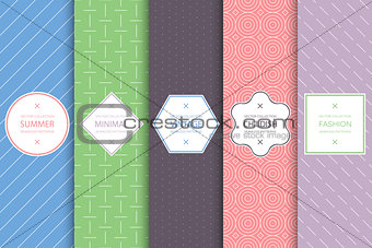 Collection of seamless geometric patterns - colorful minimalistic design.