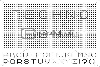 Digital english alphabet. Minimalistic dotted font.