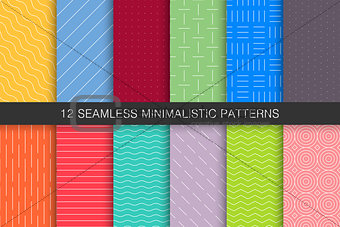 Collection of seamless geometric patterns - bright colorful backgrounds.