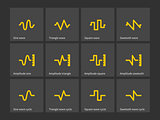 Sine, Triangle, Square, Sawtooth wave types icons.