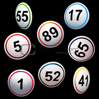Simply 3D bingo lottery numbers over black