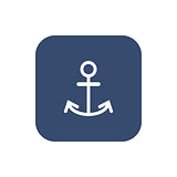 Anchor icon flat. White pictogram on dark background.