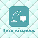 Back to school illustration with book, reading lamp.