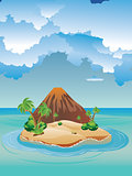 Cartoon Volcano Island