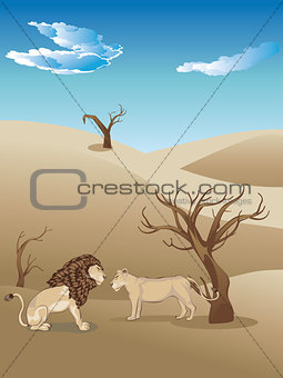 Landscape with Lions