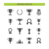Trophy icons set on a white background