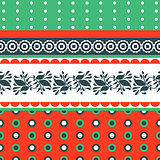 Folk floral red and green seamless vector pattern.