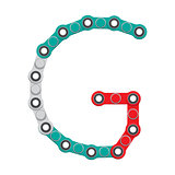 Alphabet from the New popular anti-stress toy Spinner. Letter G. Vector Illustration.