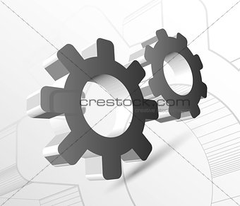 Gear with drawing vector illustration