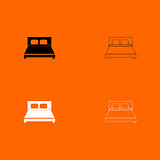 Bed  black and white set icon .