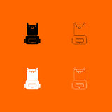 Backpack  black and white set icon .