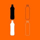 Water plastic bottle  black and white set icon .