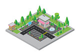 Isometric  City street and store