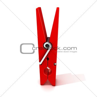 Red clothes pin. Closed standing