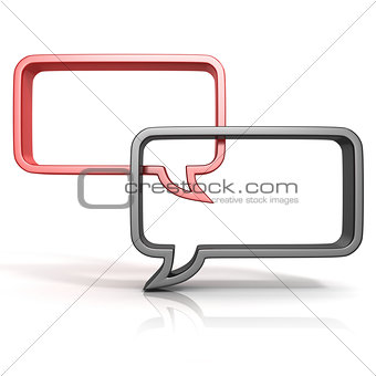 Black and red speech bubbles 3D
