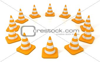 Traffic cone 3D arranged in circular form