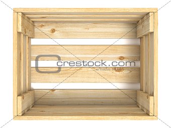 Empty wooden crate. Top view. 3D