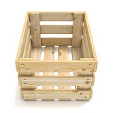 Empty wooden crate. Front view. 3D