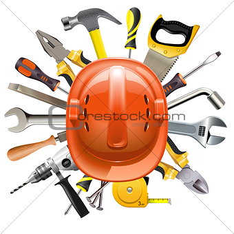 Vector Construction Helmet with Tools