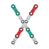 Alphabet from the New popular anti-stress toy Spinner. Letter X. Vector Illustration.