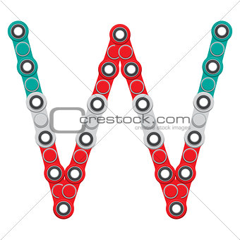 Alphabet from the New popular anti-stress toy Spinner. Letter W. Vector Illustration.